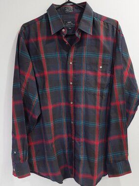 Vintage Sears Men's 16.5 plaid button-down long-sleeve shirt